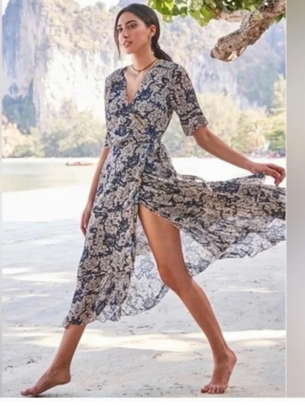 Johnny Was Jade-Micha Mixed Floral Print Wrap Dres